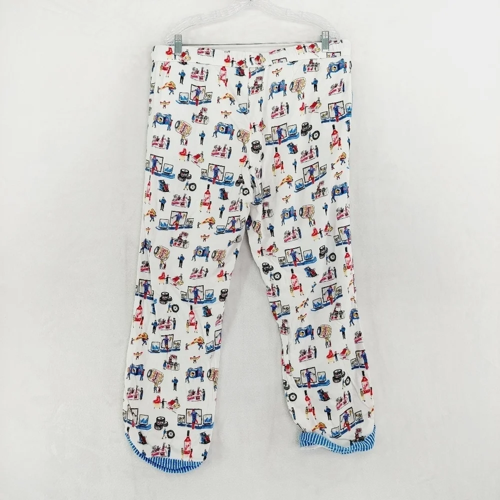 Munki Munki Lounge Athletic Illustrations Printed Night Pants Pajama P6532